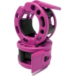 Clout Fitness Olympic Barbell Clamps Collars Quick Release Pair of Locking Weight Clips Fit 2 Inch Barbell (Pink)