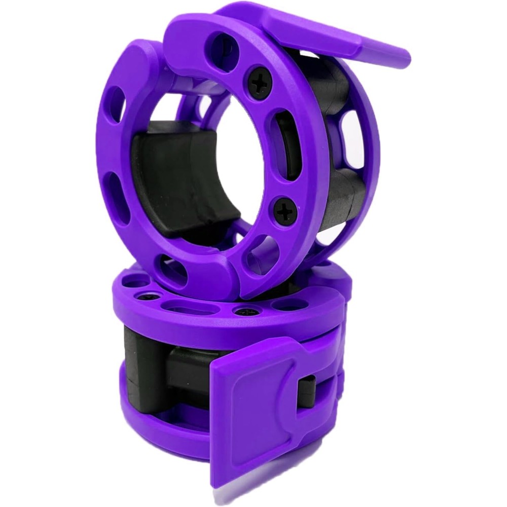 Clout Fitness Olympic Barbell Clamps Collars Quick Release Pair of Locking Weight Clips Fit 2 Inch Barbell (Purple)
