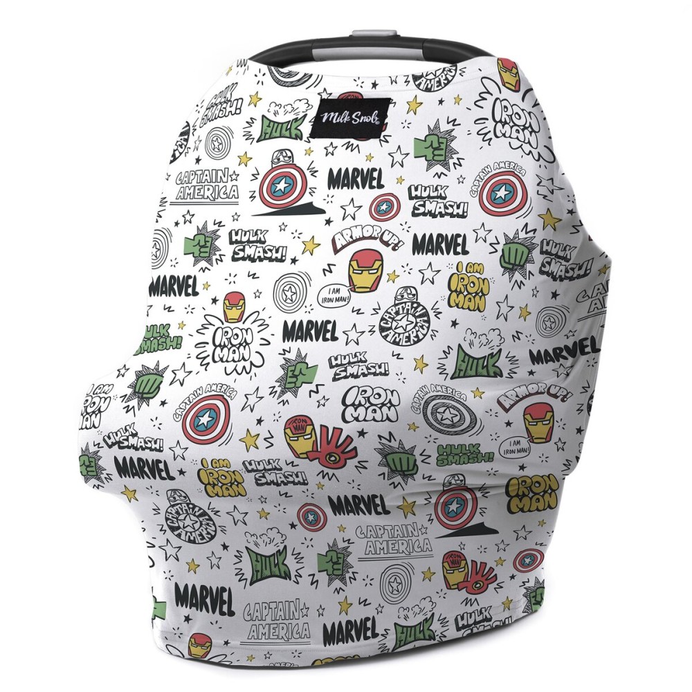 Milk Snob Original Marvel 5-in-1 Baby Cover, Breastfeeding, Car Seat, Carrier, Stroller, High Chair, Shopping Cart, Canopy, Baby Shower Gender Neutral Gifts, Nursing Top (Mighty Heroes)
