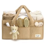 PeraBella Baby Diaper Caddy Organizer with Handle, Boy & Girl Shower Gift Basket, Portable Diaper Storage Basket Bin for Wipes, Newborn Baby Essentials Registry Search Must Haves, Car Caddy Organizer