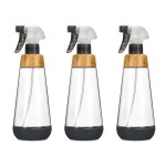 Full Circle Bottle Service-Refillable Glass Spray Bottle-Versatile Stream & Mist Options,Bamboo with Protective Silicone Boot-Ideal for Non-Toxic Cleaning Solutions & Plant Care,16oz Gray,3 Pack