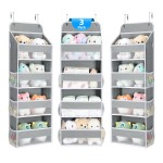 Yecaye 3 Pack Over the Door Organizer, 35.2lbs Load Toy Stuffed Animal Storage, Swing-proof Hanging Bathroom Organizers and Storage for Nursery Newborn Baby Essential Stuff Dorm Room Essentials Grey