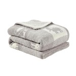 CREVENT 30X40 Cozy Soft Warm Knitted Baby Blanket for Girls Boys, Newborn Essentials for Infant, Baby Shower Receiving Gift - Animal Grey 75X100cm