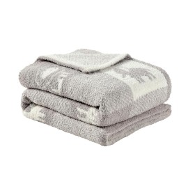 CREVENT 30X40 Cozy Soft Warm Knitted Baby Blanket for Girls Boys, Newborn Essentials for Infant, Baby Shower Receiving Gift - Animal Grey 75X100cm