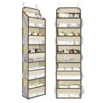 Yecaye 2 Pc Over the Door Organizer with 5 Bins 10 Side Pockets, 44lbs Load Hanging Bathroom and Bedroom Organizer, behind the Door Hanging Organizers for Nursery Newborn Baby Essential Stuff Beige
