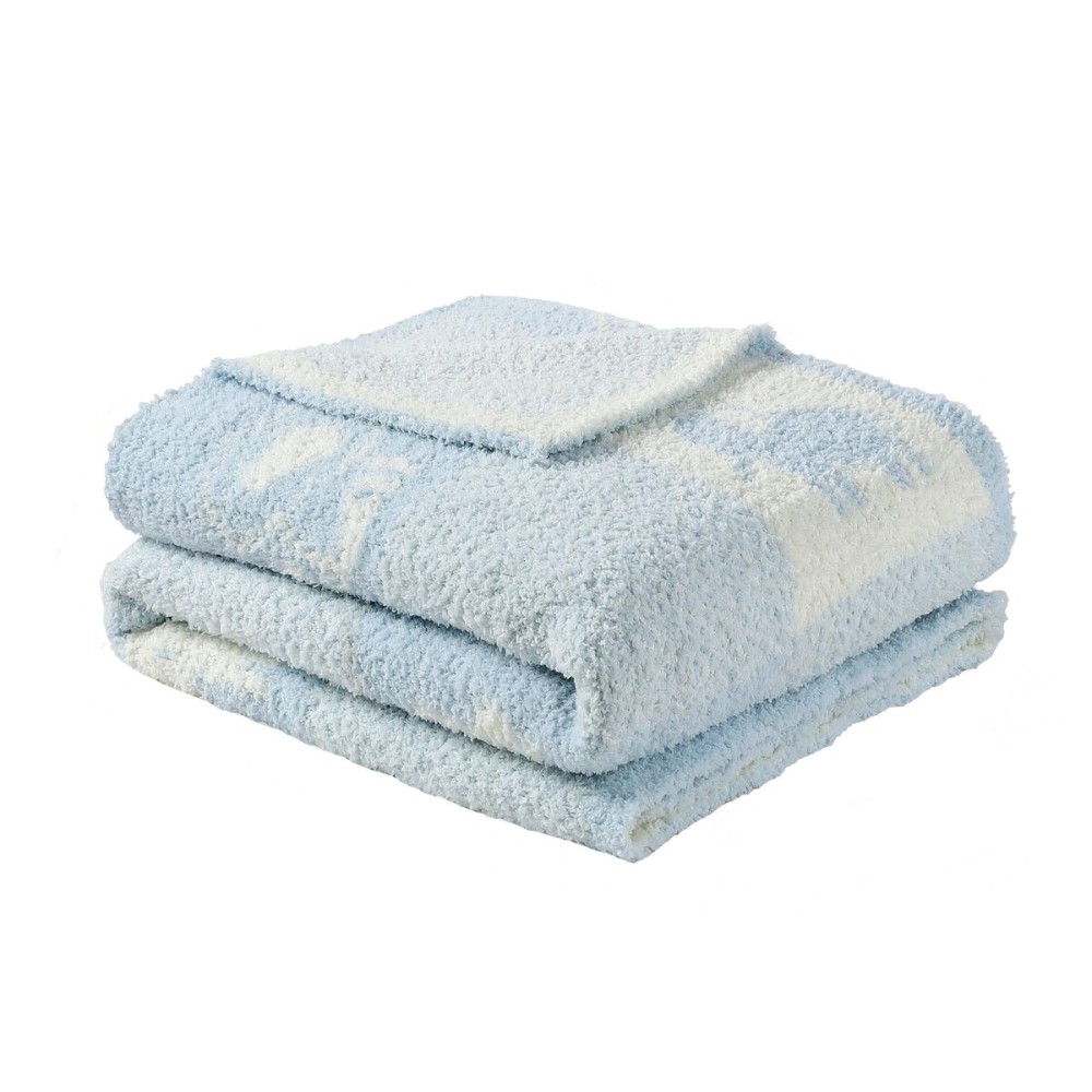 CREVENT 30X40 Cozy Soft Warm Knitted Baby Blanket for Girls Boys, Newborn Essentials for Infant, Baby Shower Receiving Gift - Animal Blue 75X100cm