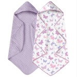 Yoofoss Hooded Baby Towels for Newborn 2 Pack 100% Muslin Organic Cotton Baby Bath Towel with Hood for Babies, Infant, Toddler and Kids, 32x32Inch, Soft and Absorbent Newborn Essential, Butterfly