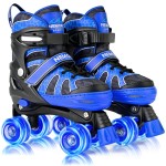 NEMONE Roller Skates for Boys Kids Ages 4-6 5-8 6-12 8-12 with 4 Sizes Adjustable Light up Wheels, Todder Beginner Rollerskates Indoor Outdoor Sports Blue S