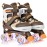 NEMONE Roller Skates for Boys Kids Ages 4-6 5-8 6-12 8-12 with 4 Sizes Adjustable Light up Wheels, Todder Beginner Rollerskates Indoor Outdoor Sports Brown S
