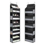 Yecaye 1 Pc Over the Door Organizer with 5 Bins 10 Side Pockets, 44lbs Load Hanging Bathroom and Bedroom Organizer, behind the Door Hanging Organizers for Nursery Newborn Baby Essential Stuff Black
