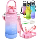 EnergyBud Half Gallon Water Bottle With Straw | Eastman Tritan Material: Food-Safe | Dishwasher Safe, No BPA, BPS, DEHP | Jug w/ 6-in-1 Cap | Leakproof 74.3 Oz Water Bottle (2.2 L)