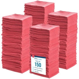 Simpli-Magic Cotton Shop Towels 14x12 (150 Pack) - Reusable Cleaning Shop Rags for Automobiles, Industries, Garage and Homes (Red)