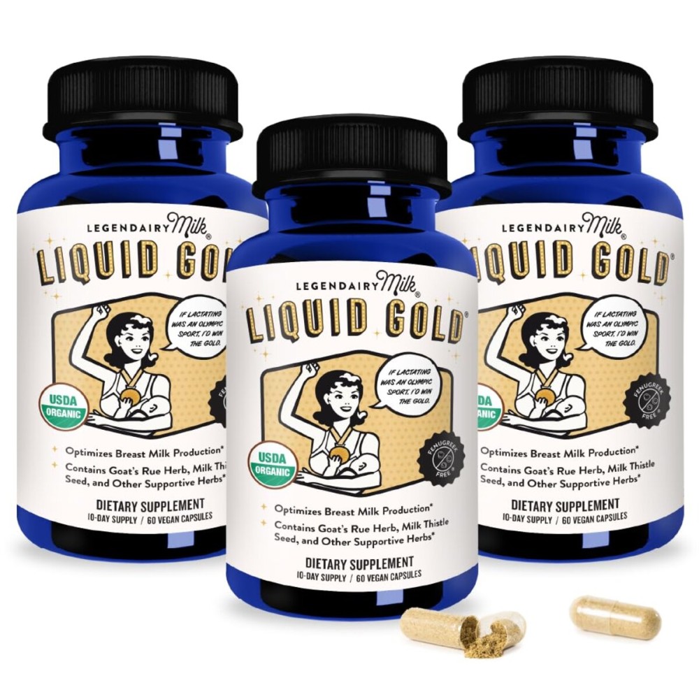 Legendairy Milk Liquid Gold Lactation Support | Lactation Supplement with Organic Goats Rue, Milk Thistle, Shatavari, Fennel, Alfalfa & Anise | Breastfeeding Supplements, 60 Count (Pack of 3)