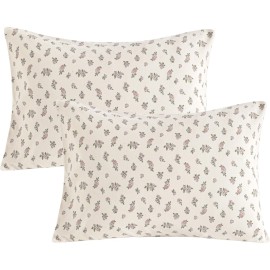 NTBAY 2 Pack 100% Natural Jersey Cotton Toddler Pillowcases, Super Soft and Breathable Travel Pillow Cases with Envelope Closure for Nursery, 13x18 Inches, Pink and Ivory Floral