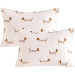 NTBAY 2 Pack 100% Natural Jersey Cotton Toddler Pillowcases, Super Soft and Breathable Travel Pillow Cases with Envelope Closure for Nursery, 13x18 Inches, Brown Dog