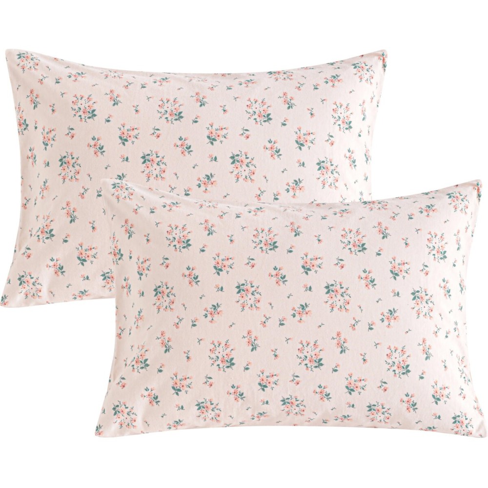 NTBAY 2 Pack 100% Natural Jersey Cotton Toddler Pillowcases, Super Soft and Breathable Travel Pillow Cases with Envelope Closure for Nursery, 13x18 Inches, Pink Floral