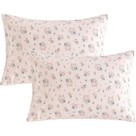 NTBAY 2 Pack 100% Natural Jersey Cotton Toddler Pillowcases, Super Soft and Breathable Travel Pillow Cases with Envelope Closure for Nursery, 13x18 Inches, Pink Floral