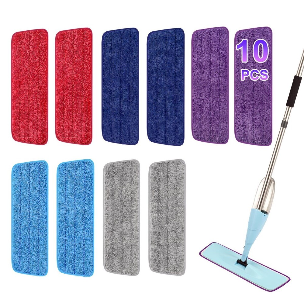 H-Gamely 10 Pack 16.5 inch Reusable Mop Pads Microfiber Spray Mop Replacement Heads for Wet/Dry Mops Compatible with Bona Floor Care System