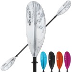 WONITAGO Kayak Paddle with Aluminium Shaft and PP Enhance Blade, Lightweight Kayaking Oar, Adjustable 220-240 cm/86-94 Inches, White&Black