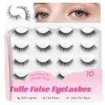 BEPHOLAN False Eyelashes With Tweezers- Ultra-thin False Lashes10 Pairs Eyelashes Pack Natural look Lash Strips Lightweight Lashes with Soft Clear Band(CCS117)