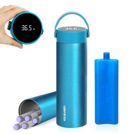 YOUSHARES Insulin Cooler Travel Case - 48H Verified Cooling with Temperature Display, TSA Approved Diabetic Medication Pen Vials Refrigerator with / Digital Temp Display, Portable for 1-7 Pens