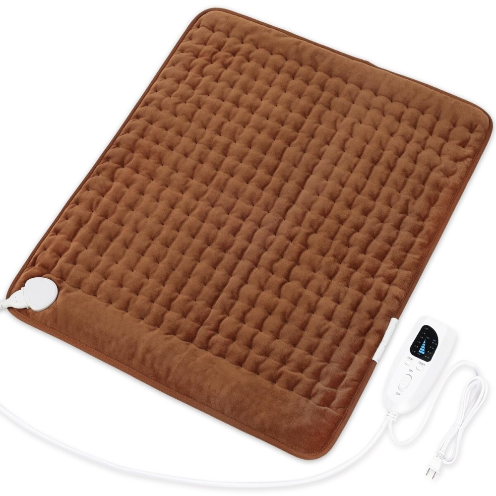 Deepsoon Heating Pad,Electric Heating Pads for Back,Neck,Abdomen,Moist Heating Pad for Shoulder,Knee,Arms,Legs,Dry/Moist Heat & Auto Shut Off,Christmas Gifts for Men and Women,Brown,24x20 Inch