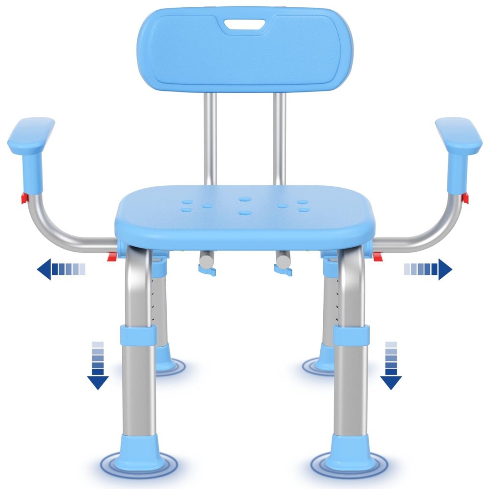 KingPavonini Shower Chair for Inside Shower with Arms and Back, Height & Width Adjustable Heavy Duty Shower Seat for Inside Tub(550 lb), Shower Chair for Elderly and Disabled