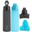 TakeToday Collapsible Water Bottles 21oz 2 Pack, Leak Proof, BPA-Free, Foldable Silicone Travel Water Bottle with Straw Strap for Traveling, Outdoor (Black&Ocean)