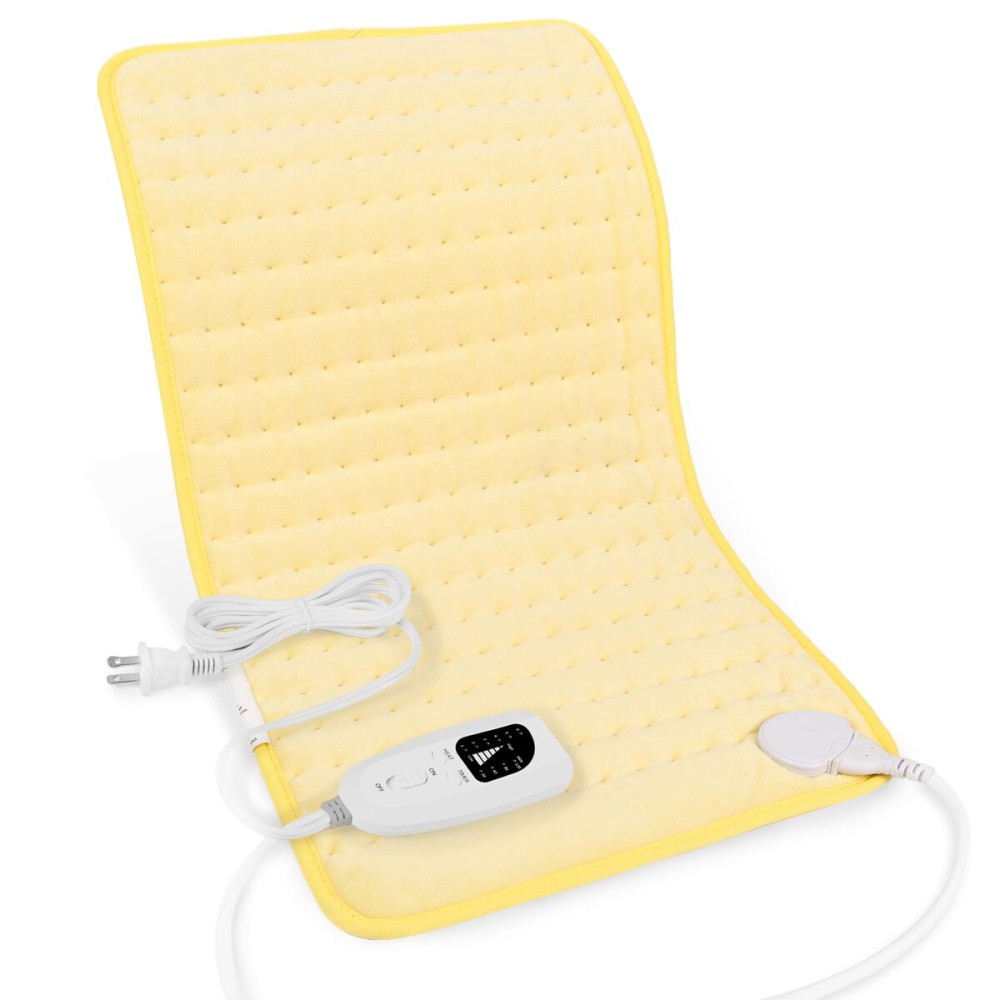 Deepsoon Heating Pad,Electric Heating Pads for Back,Neck,Abdomen,Moist Heating Pad for Shoulder,Knee,Arms,Legs,Dry/Moist Heat & Auto Shut Off,Christmas Gifts for Men and Women,Light Yellow,24x12 Inch