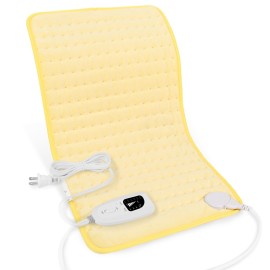 Deepsoon Heating Pad,Electric Heating Pads for Back,Neck,Abdomen,Moist Heating Pad for Shoulder,Knee,Arms,Legs,Dry/Moist Heat & Auto Shut Off,Christmas Gifts for Men and Women,Light Yellow,24x12 Inch