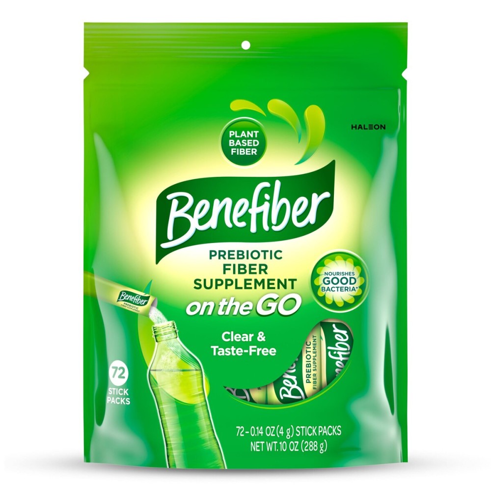 Benefiber On The Go Prebiotic Fiber Supplement Powder for Digestive Health, Daily Fiber, Unflavored - 72 Sticks