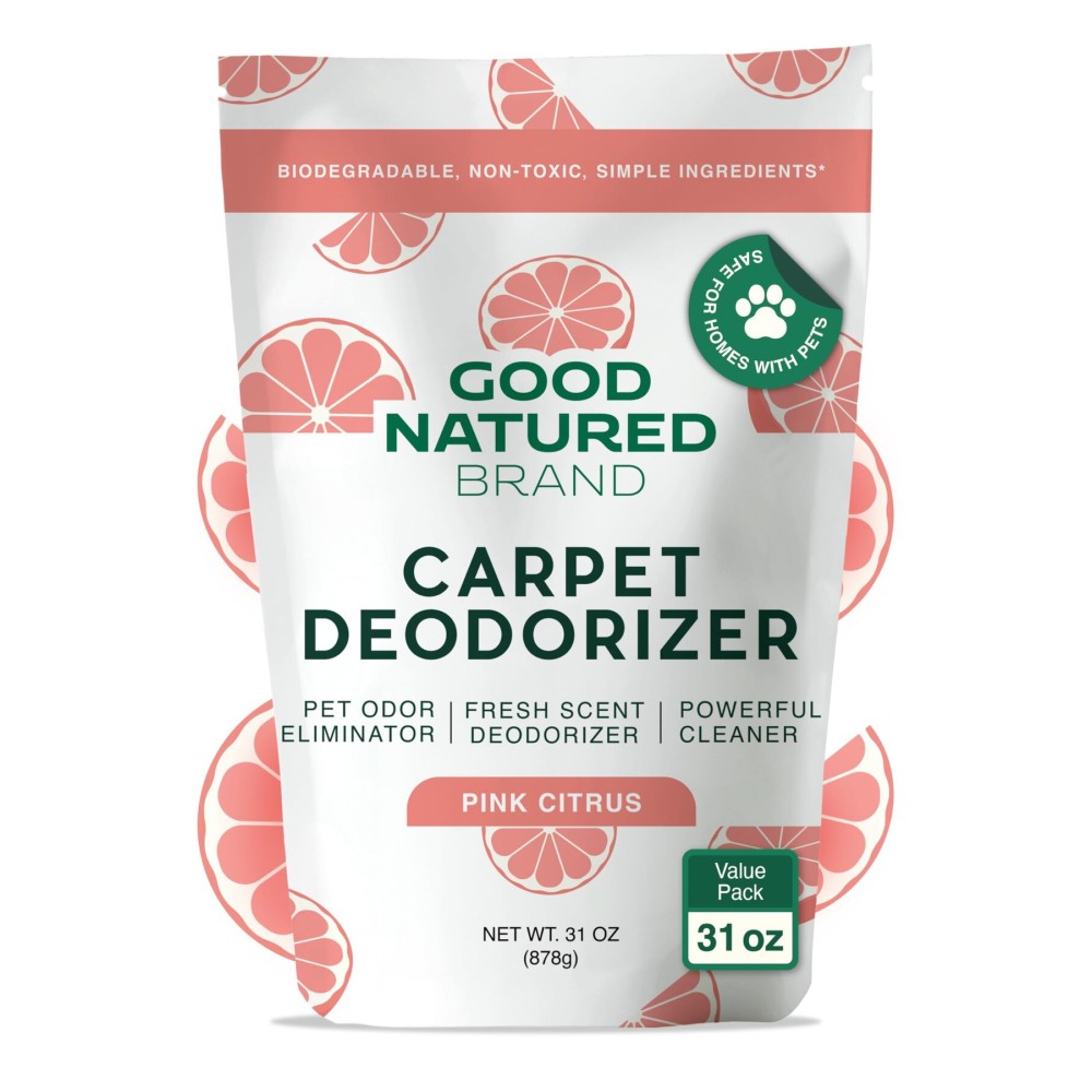 Good Natured Brand | Carpet Deodorizer & Freshener Powder | 31 oz Pet Odor Eliminator for Strong Odor & Pet Urine | Fresh Natural Pink Citrus Scent | Safe for Homes with Pets