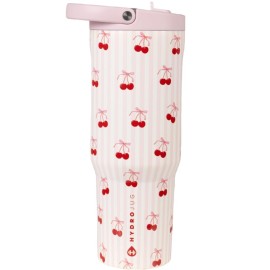 HydroJug Sport - Stainless Steel Tumbler with Straw, Vacuum Insulated, 40oz Leakproof Water Bottle, Ergonomic Design, Reusable, Dishwasher Safe, Rubber Base, Durable for Gym or Outdoors, Sweet Cherry