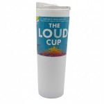 The LoudCup 23oz Reusable Water Bottle (Ice White) - 2-in-1 Travel Tumbler & Noisemaker - BPA-Free, Blow Horn & Cup with Slide Lid - Perfect for Sports Events, Game Day, Tailgating & Parties