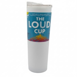 The LoudCup 23oz Reusable Water Bottle (Ice White) - 2-in-1 Travel Tumbler & Noisemaker - BPA-Free, Blow Horn & Cup with Slide Lid - Perfect for Sports Events, Game Day, Tailgating & Parties