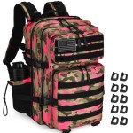 Military Tactical Backpack 45L Large Tactical Backpack for Men, Hiking Rucksack With Bottle Holder (Pink Camo)