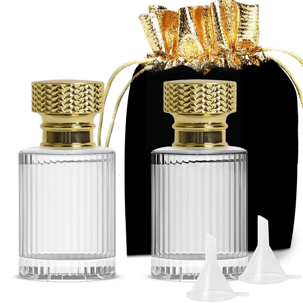 Luxsego Perfume Bottle Atomizer 30ML Refillable Fine Mist Spray Bottles, Empty Glass Essential Oil Container for Travel, Handbag or Date, With Storage Bag & Funnels(Modern)