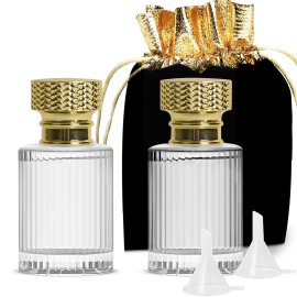 Luxsego Perfume Bottle Atomizer 30ML Refillable Fine Mist Spray Bottles, Empty Glass Essential Oil Container for Travel, Handbag or Date, With Storage Bag & Funnels(Modern)