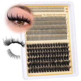 Focipeysa Spike Lash Extensions with Bottom Lash clusters 5-22mm Eyelash Clusters Extensions Long Eyelash Clusters Volume Individual Eyelashes Extensions Thick Eyelashes for Beginners (356pcs D Curl)