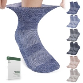 Bulinlulu Diabetic Socks for Women Men,6 Pairs Non Binding Diabetic Ankle Wide Socks with Seamless Toe 6-9 9-11 13-15(Extra Large,Dark-6 Pairs)