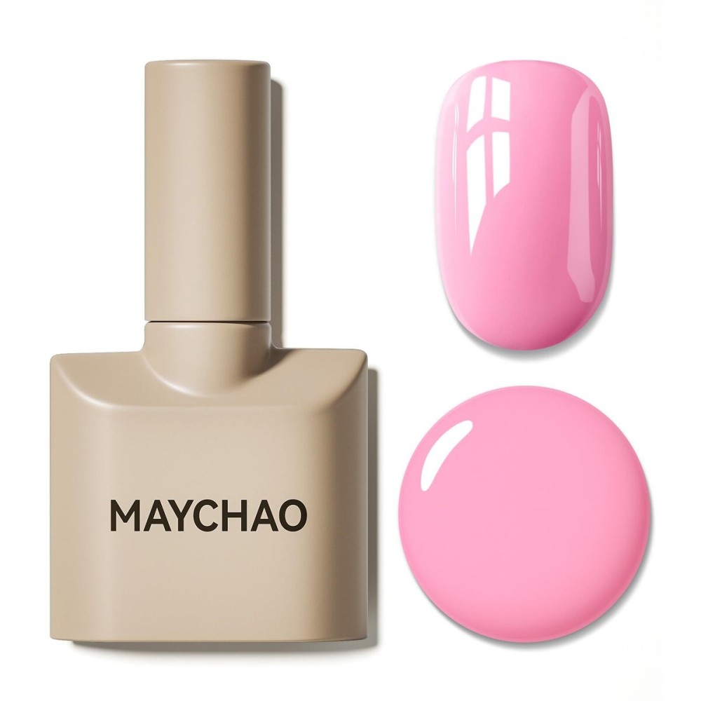 MAYCHAO 15ML Gel Nail Polish 1Pc Gel Polish Soak Off UV LED Nail Polish Nail Art Starter Manicure Salon DIY at Home, 0.5 OZ Pink