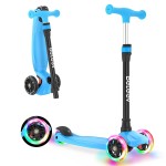 BELEEV Scooter for Kids Ages 3-12,3 Wheel Scooter for Toddler Girls Boys, Light-Up Wheels,5 Adjustable Height,Lean to Steer,Extra-Wide Deck, Three Wheel Kick Scooter for Children (Black Blue)