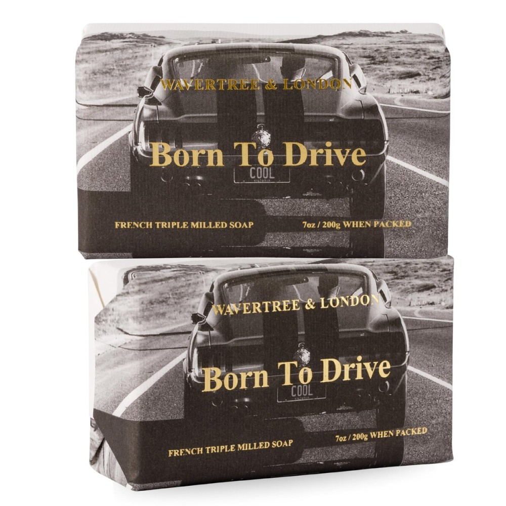 Wavertree & London Born To Drive Scented Natural Soap Bars (2 Bars), 7oz Moisturizing French Triple Milled Soap Bars enriched with shea butter - Pure Plant Oil Bath & Body Bars for All Skin Types