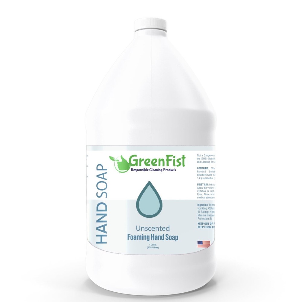 GreenFist Foaming Hand Soap Refills Unscented Jug Foam Refill Made in USA, 128 ounce (1 Gallon)