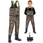 TIDEWE Chest Waders for Toddler & Children, Neoprene Waterproof Insulated Hunting & Fishing Youth Waders for Boy and Girl, Cleated Bootfoot Kids Wader, Next Camo Evos Green (Size 2T)