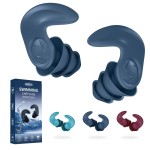 Swimming Ear Plugs for Adults - 3 Pairs Reusable Waterproof Silicone Earplugs, Soft & Comfortable Swim Ear Protection for Surfing, Diving, Pool, Showering & Water Sports