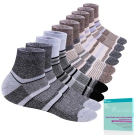 Revosoxs Diabetic Socks for Women Men,5 Pairs Bamboo Viscose Non Binding Diabetic Ankle wide Seamless Socks 6-9 9-12(Dark Brown Stripe-Large)