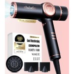 ELLA BELLA Professional Ionic Hair Dryer with Diffuser  Dual Voltage Negative Ion Blow Dryer  Suitable All Hair Types  Intelligent Heat Control & Rapid Drying Speeds  Lightweight Design Low Noise
