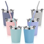 Vermida Kids Cups with Straws and Lids Leak Proof, 12oz Sippy Cups for Toddlers 1-3 No Spill, Spill Proof Cup Stainless Steel Kids Cup with Lids for School, Outdoor, 6 Pack