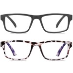 Kitchasy 2 Pack Reading Glasses,Upgraded TR Blue Light Blocking Reading Glasses,Filter UV Ray/Glare Computer Readers, Stylish Lightweight Spring Hinges Eyeglasses for Women Men(Black/Leopard,3.5)